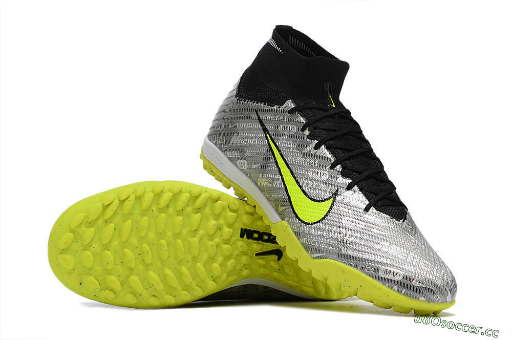 Unisex Nike Air Zoom Mercurial Superfly 9 Elite TF Artificial Turf High-Tops Football Shoes - Silver/Green/Black 4