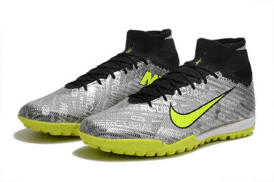 Unisex Nike Air Zoom Mercurial Superfly 9 Elite TF Artificial Turf High-Tops Football Shoes - Silver/Green/Black