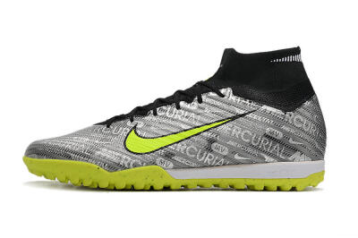 Unisex Nike Air Zoom Mercurial Superfly 9 Elite TF Artificial Turf High-Tops Football Shoes - Silver/Green/Black