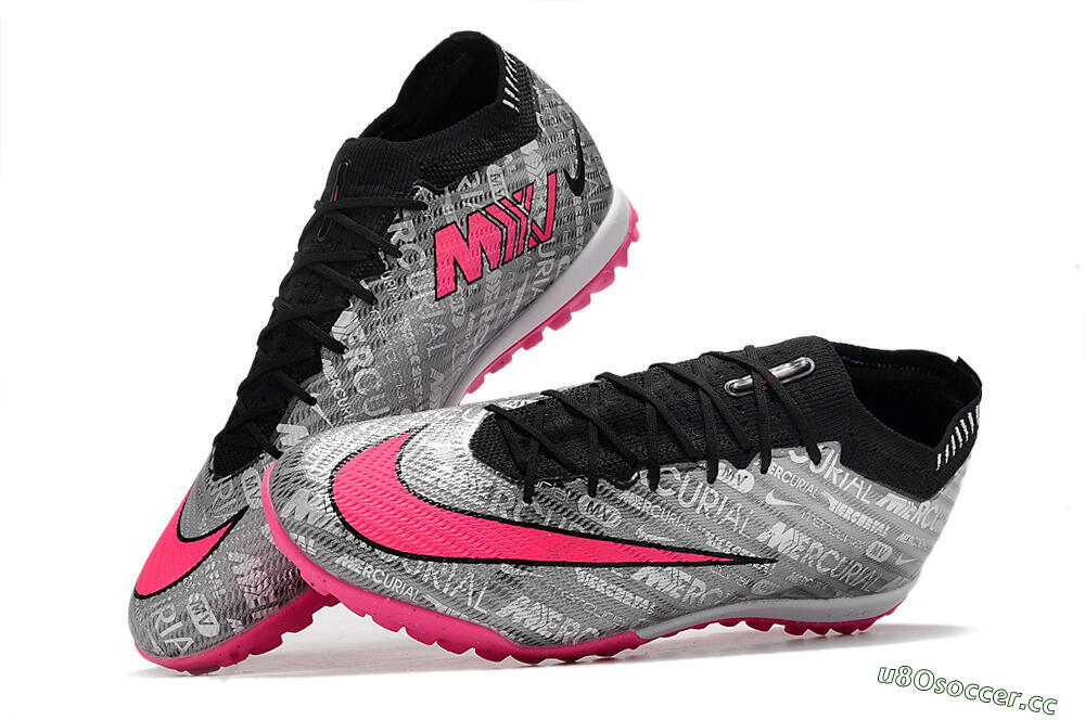 Unisex Nike Air Zoom Mercurial Vapor 15 Elite TF Artificial Turf Low-Tops Football Shoes - Silver/Pink/Black 5