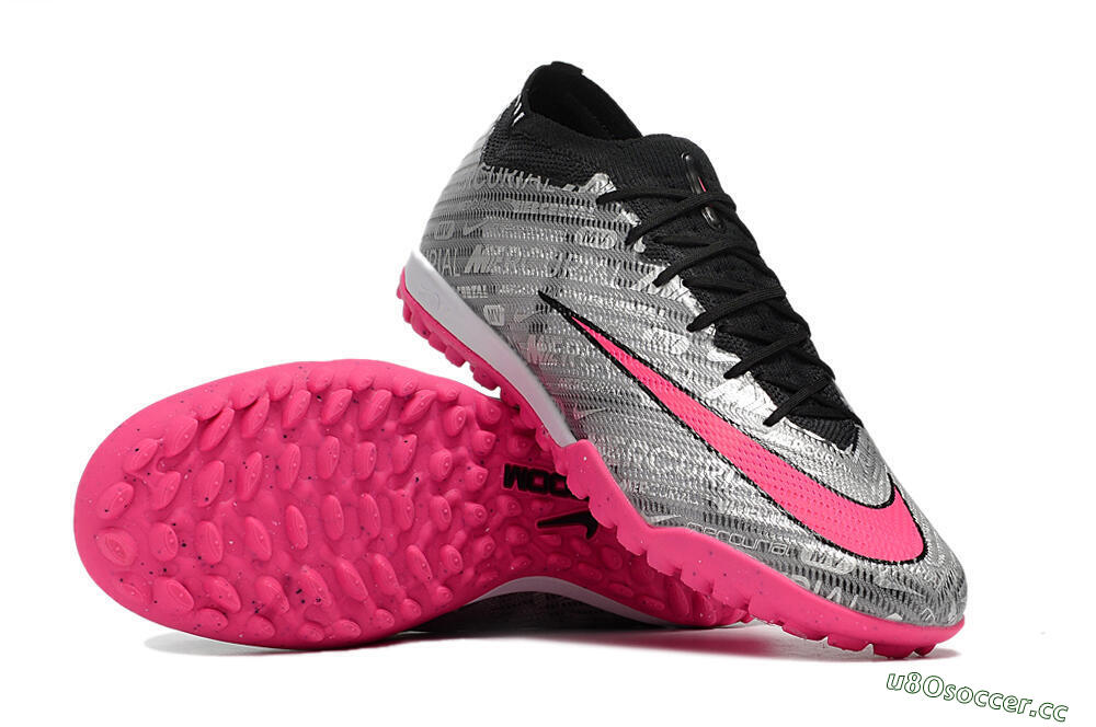 Unisex Nike Air Zoom Mercurial Vapor 15 Elite TF Artificial Turf Low-Tops Football Shoes - Silver/Pink/Black 4