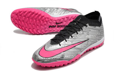Unisex Nike Air Zoom Mercurial Vapor 15 Elite TF Artificial Turf Low-Tops Football Shoes - Silver/Pink/Black