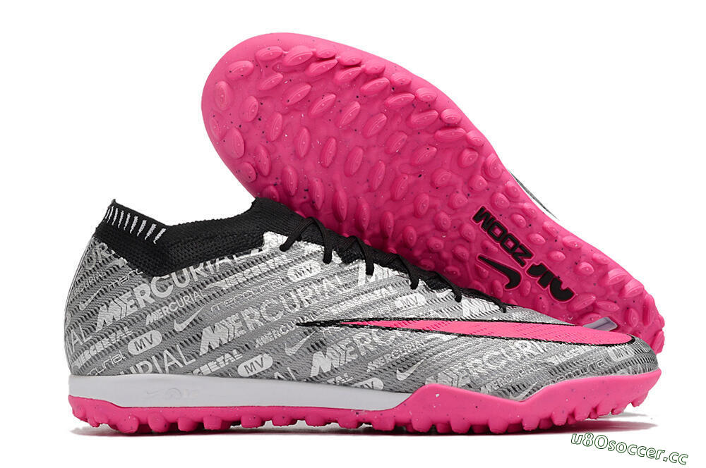Unisex Nike Air Zoom Mercurial Vapor 15 Elite TF Artificial Turf Low-Tops Football Shoes - Silver/Pink/Black 2