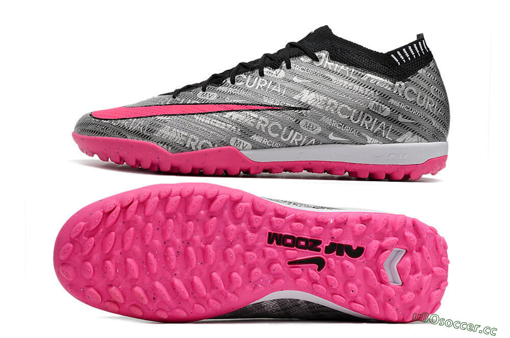 Unisex Nike Air Zoom Mercurial Vapor 15 Elite TF Artificial Turf Low-Tops Football Shoes - Silver/Pink/Black 1