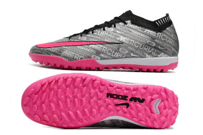 Unisex Nike Air Zoom Mercurial Vapor 15 Elite TF Artificial Turf Low-Tops Football Shoes - Silver/Pink/Black