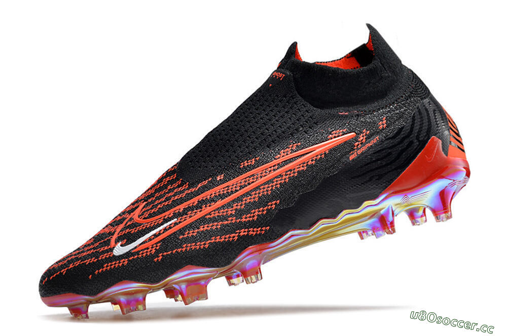 Men's Nike Phantom GX Elite DF Link FG Firm Ground High-Tops Football Boots - Black/Red/White 5