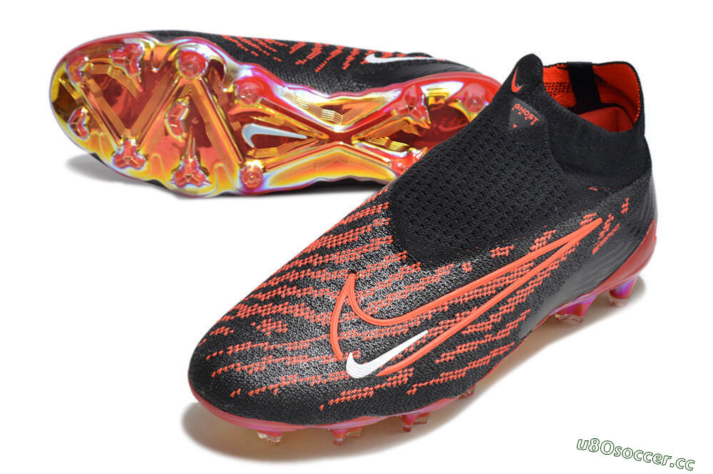 Men's Nike Phantom GX Elite DF Link FG Firm Ground High-Tops Football Boots - Black/Red/White 3