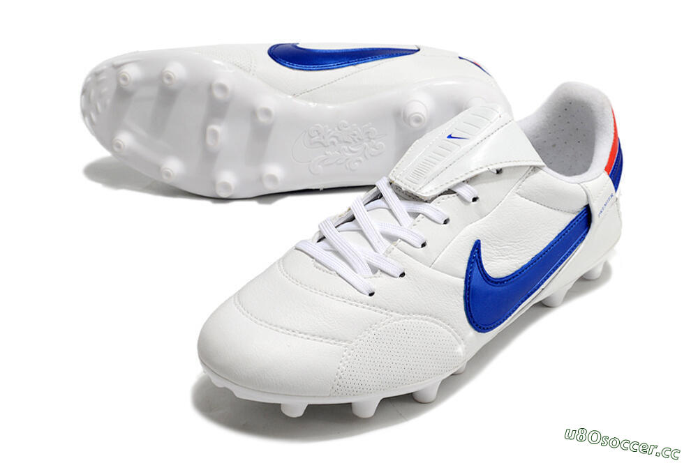 Men's Nike Premier 3 FG Firm Ground Low-Tops Football Boots - White/Blue/Red 3