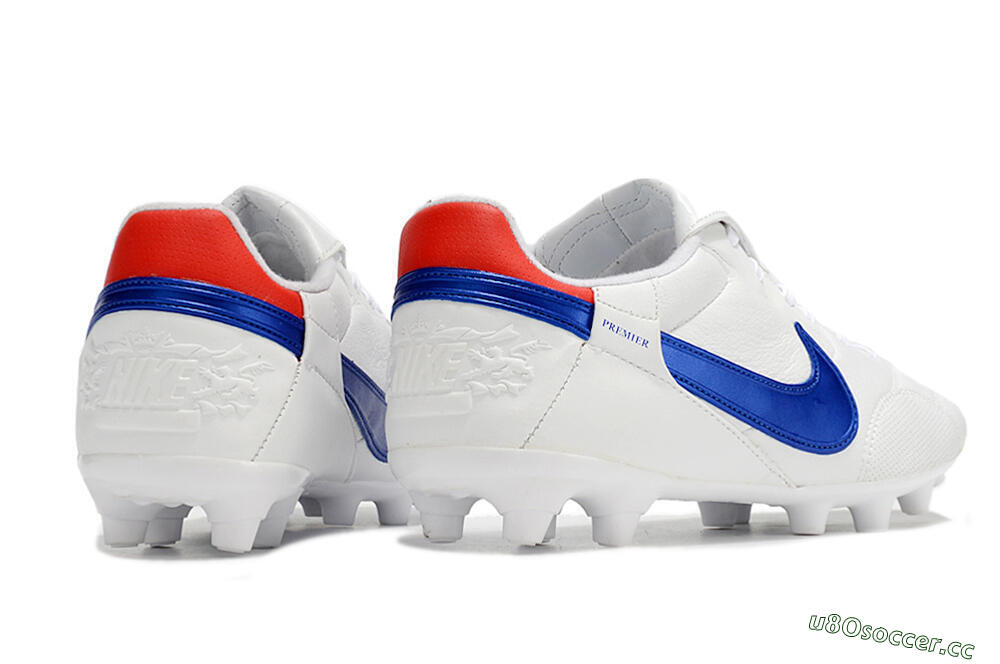 Men's Nike Premier 3 FG Firm Ground Low-Tops Football Boots - White/Blue/Red 6