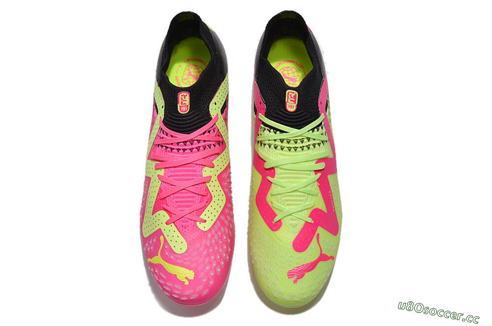 Men's Puma Future Ultimate MG Multi Ground Low-Tops Football Boots - Green/Pink/Black 4