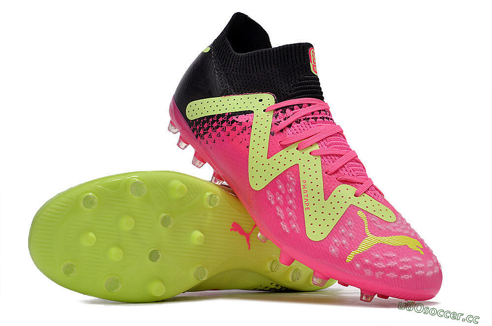 Men's Puma Future Ultimate MG Multi Ground Low-Tops Football Boots - Green/Pink/Black 3