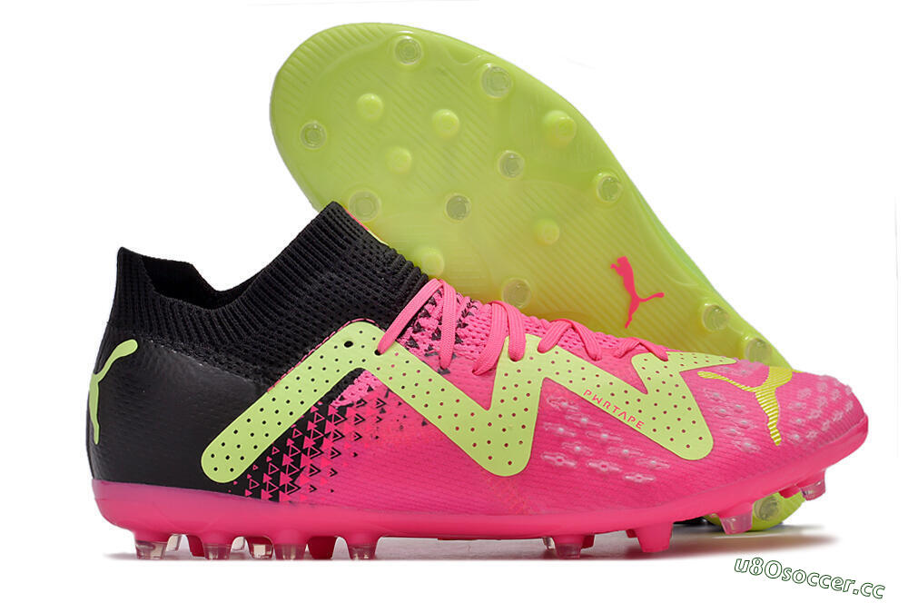 Men's Puma Future Ultimate MG Multi Ground Low-Tops Football Boots - Green/Pink/Black 2
