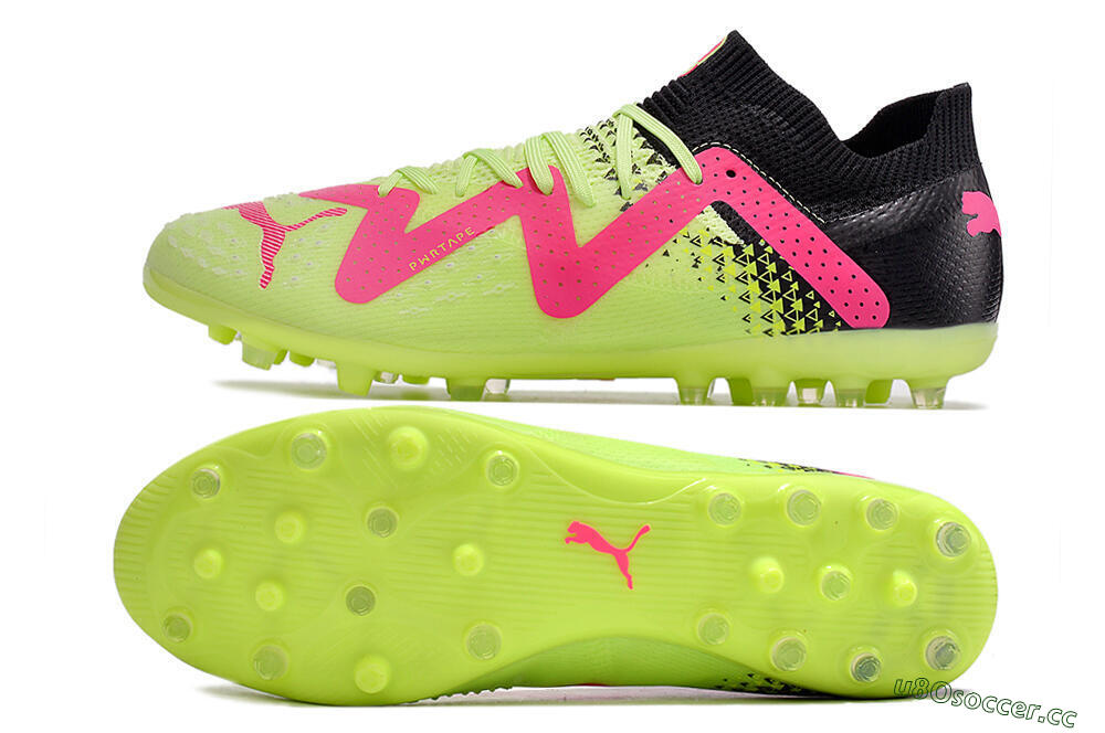 Men's Puma Future Ultimate MG Multi Ground Low-Tops Football Boots - Green/Pink/Black 1