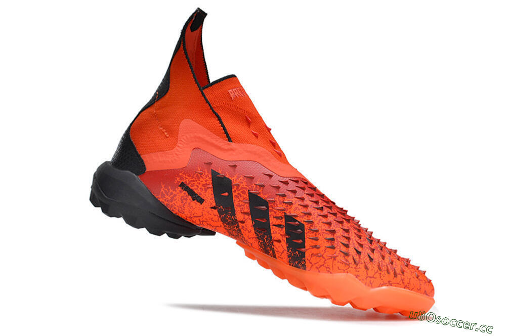 Men's Adidas Predator Freak+ TF Artificial Turf High-Tops Football Shoes - Orange/Black 4