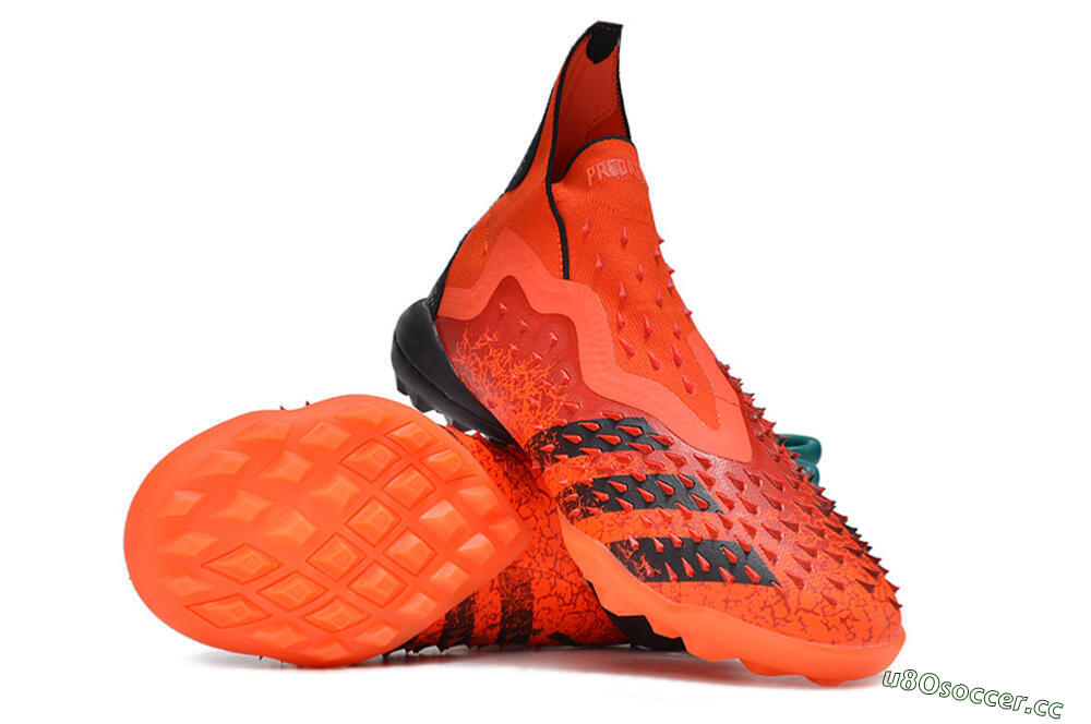 Men's Adidas Predator Freak+ TF Artificial Turf High-Tops Football Shoes - Orange/Black 3