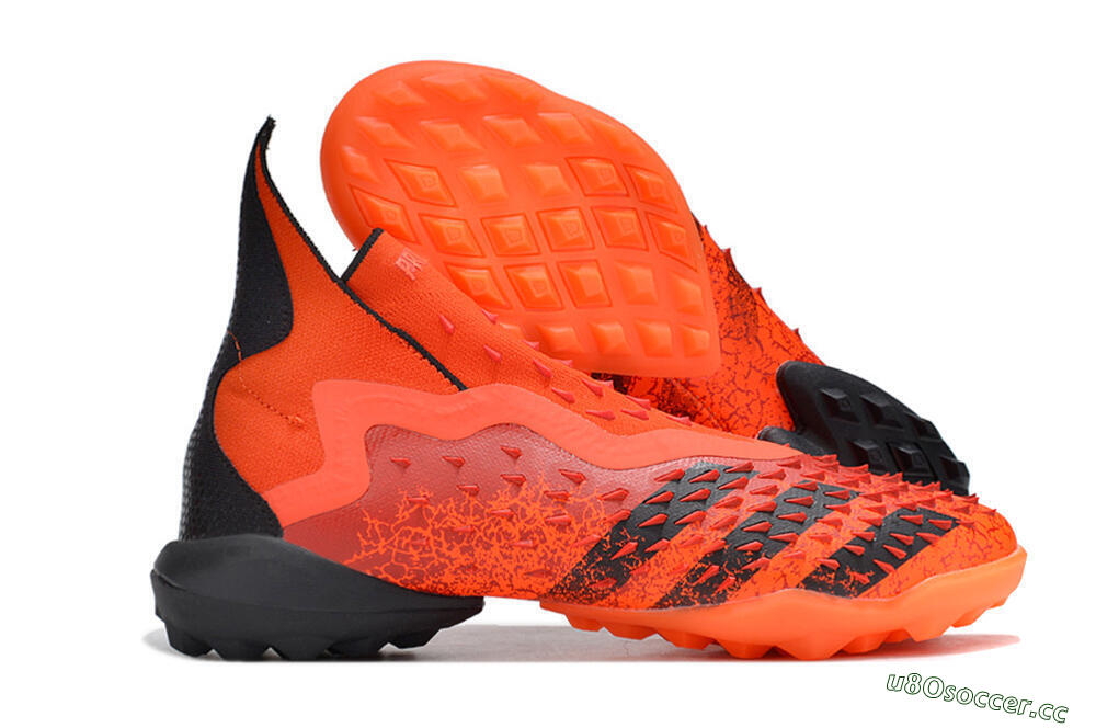 Men's Adidas Predator Freak+ TF Artificial Turf High-Tops Football Shoes - Orange/Black 2