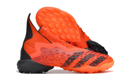 Men's Adidas Predator Freak+ TF Artificial Turf High-Tops Football Shoes - Orange/Black