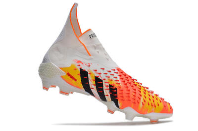 Men's Adidas Predator Freak+ FG Firm Ground High-Tops Football Boots - White/Black/Orange