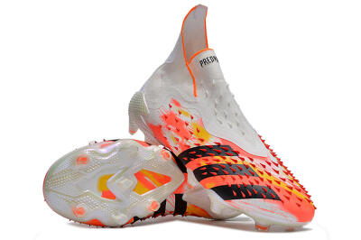 Men's Adidas Predator Freak+ FG Firm Ground High-Tops Football Boots - White/Black/Orange
