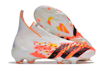 Men's Adidas Predator Freak+ FG Firm Ground High-Tops Football Boots - White/Black/Orange