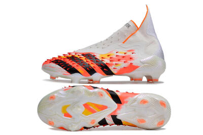 Men's Adidas Predator Freak+ FG Firm Ground High-Tops Football Boots - White/Black/Orange