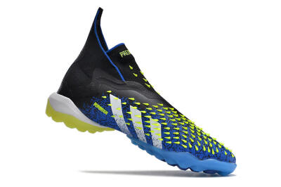 Men's Adidas Predator Freak+ TF Artificial Turf High-Tops Football Shoes - Black/Blue/Green