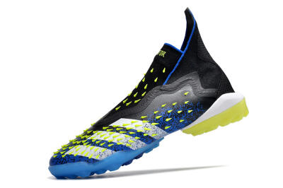 Men's Adidas Predator Freak+ TF Artificial Turf High-Tops Football Shoes - Black/Blue/Green