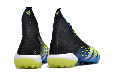 Men's Adidas Predator Freak+ TF Artificial Turf High-Tops Football Shoes - Black/Blue/Green