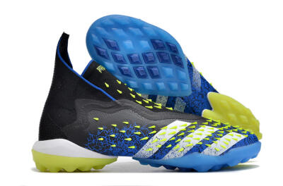 Men's Adidas Predator Freak+ TF Artificial Turf High-Tops Football Shoes - Black/Blue/Green