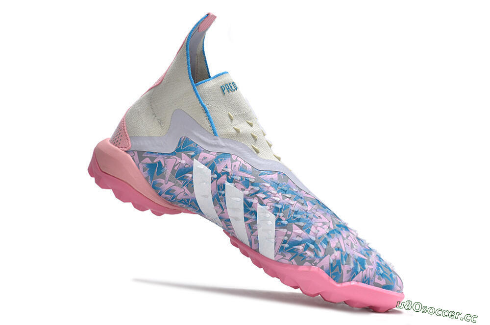 Men's Adidas Predator Freak+ TF Artificial Turf High-Tops Football Shoes - Purple/Pink/White 4
