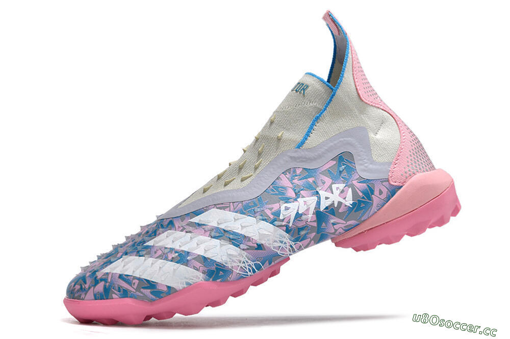 Men's Adidas Predator Freak+ TF Artificial Turf High-Tops Football Shoes - Purple/Pink/White 5