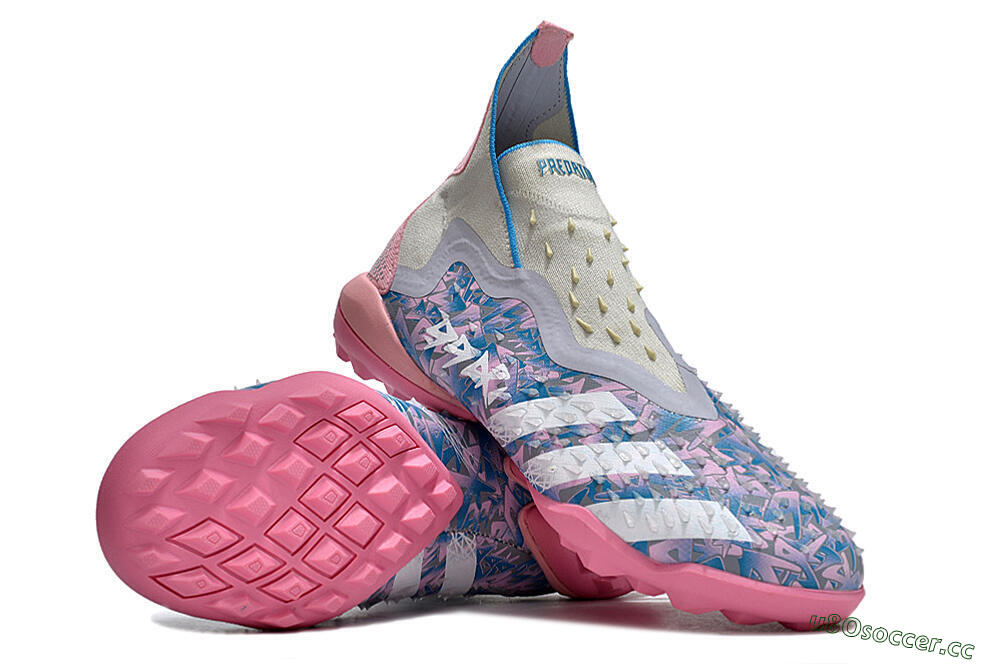 Men's Adidas Predator Freak+ TF Artificial Turf High-Tops Football Shoes - Purple/Pink/White 3
