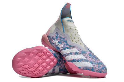 Men's Adidas Predator Freak+ TF Artificial Turf High-Tops Football Shoes - Purple/Pink/White