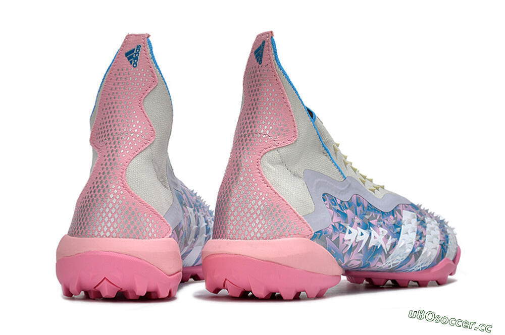 Men's Adidas Predator Freak+ TF Artificial Turf High-Tops Football Shoes - Purple/Pink/White 6