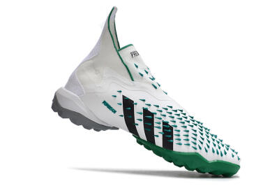 Men's Adidas Predator Freak+ TF Artificial Turf High-Tops Football Shoes - White/Green/Black