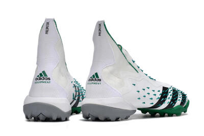 Men's Adidas Predator Freak+ TF Artificial Turf High-Tops Football Shoes - White/Green/Black