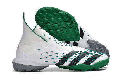 Men's Adidas Predator Freak+ TF Artificial Turf High-Tops Football Shoes - White/Green/Black