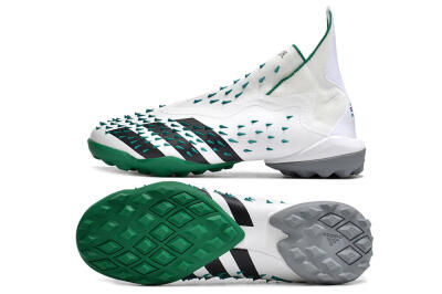 Men's Adidas Predator Freak+ TF Artificial Turf High-Tops Football Shoes - White/Green/Black
