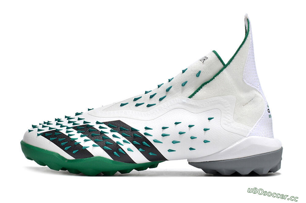 Men's Adidas Predator Freak+ TF Artificial Turf High-Tops Football Shoes - White/Green/Black 0