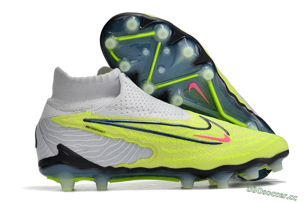 Men's Nike Phantom GX Elite DF AG Artificial Grass High-Tops Football Boots - Green/Blue/White 2