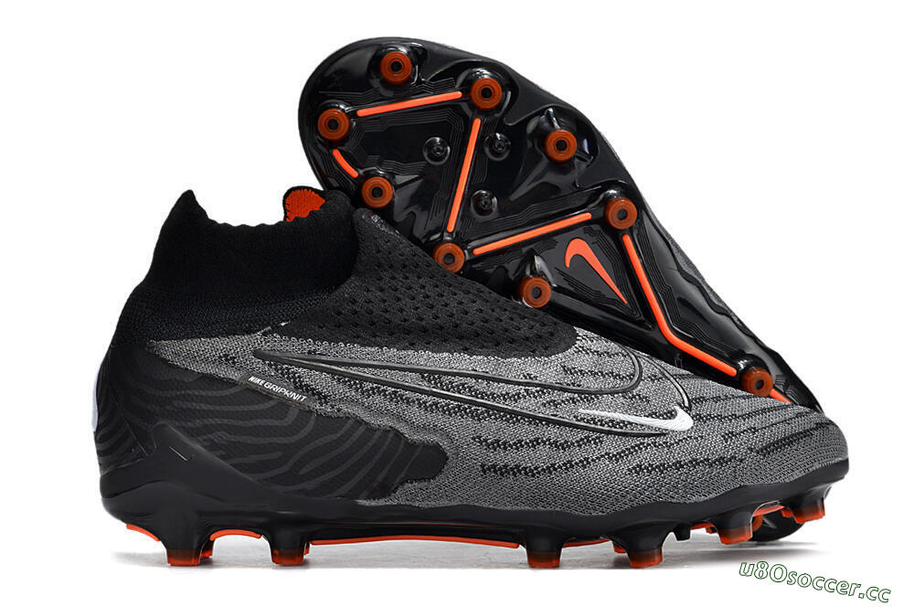 Men's Nike Phantom GX Elite DF AG Artificial Grass High-Tops Football Boots - Black/Grey/White 2