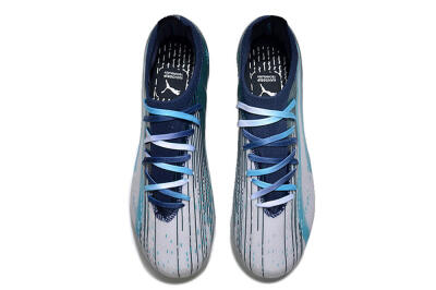 Men's Puma Ultra Ultimate TF Artificial Turf Low-Tops Football Shoes - White/Blue/Green