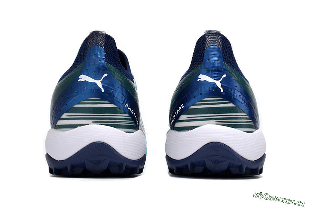 Men's Puma Ultra Ultimate TF Artificial Turf Low-Tops Football Shoes - White/Blue/Green 5