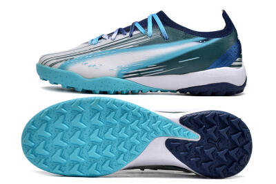 Men's Puma Ultra Ultimate TF Artificial Turf Low-Tops Football Shoes - White/Blue/Green