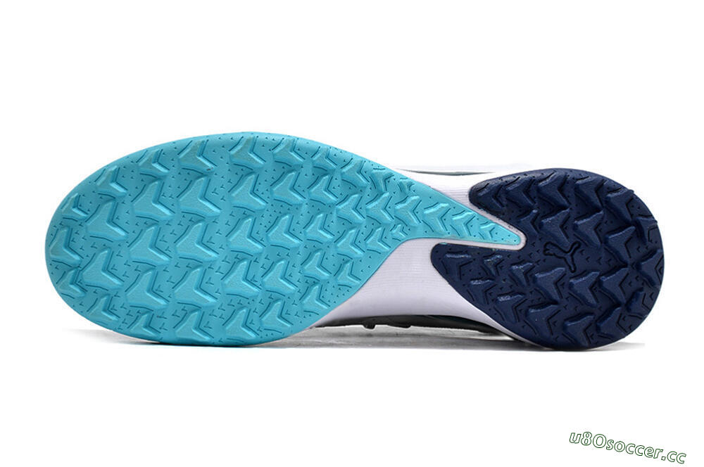 Men's Puma Ultra Ultimate TF Artificial Turf Low-Tops Football Shoes - White/Blue/Green 6