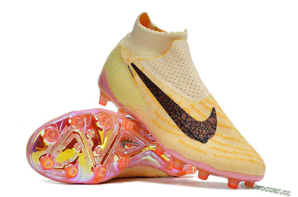 Men's Nike Phantom GX Elite DF AG Artificial Grass High-Tops Football Boots - Yellow/Black/Pink 3