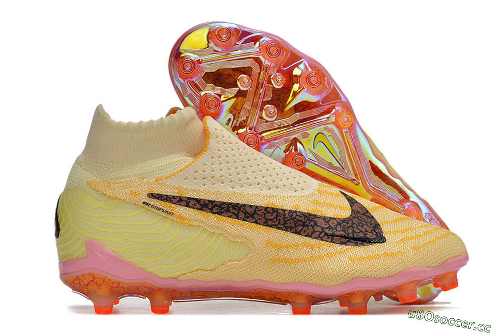 Men's Nike Phantom GX Elite DF AG Artificial Grass High-Tops Football Boots - Yellow/Black/Pink 2