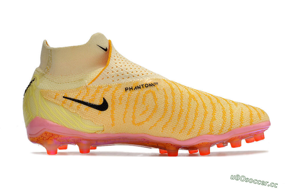 Men's Nike Phantom GX Elite DF AG Artificial Grass High-Tops Football Boots - Yellow/Black/Pink 7