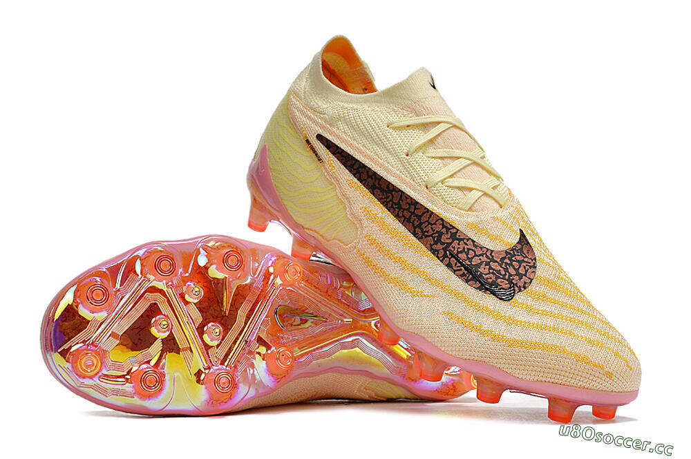 Men's Nike Phantom GX Elite AG Artificial Grass Low-Tops Football Boots - Yellow/Black/Pink 3