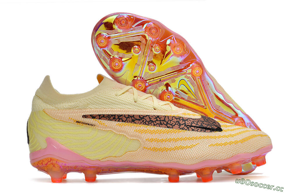 Men's Nike Phantom GX Elite AG Artificial Grass Low-Tops Football Boots - Yellow/Black/Pink 2